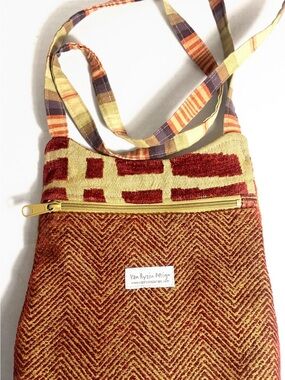 Van Ryzin Design Tapestry Crossbody Bag Boho Woven Purse Earth Tone Artisan